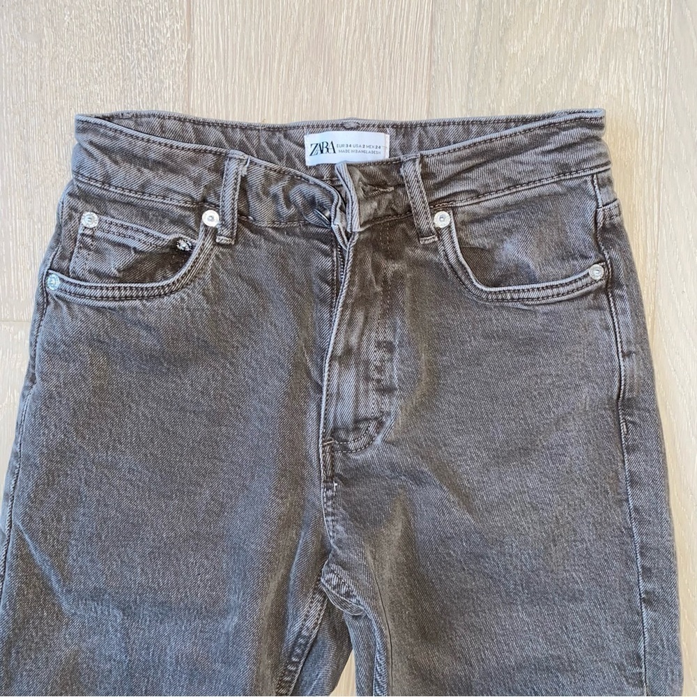 Zara Split Hem Slim Jeans in Brown size 2 - Picture 8 of 14